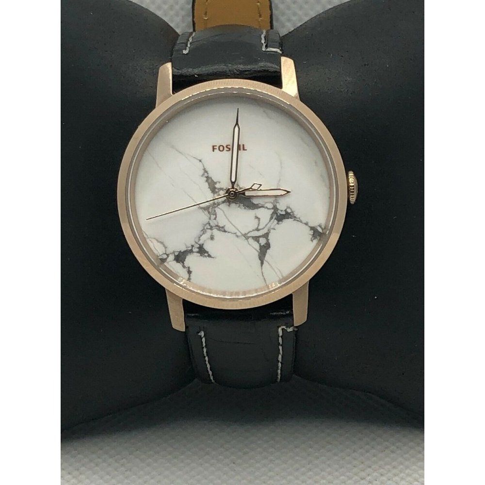 Fossil ES4404 Women's Black Leather Analog White D